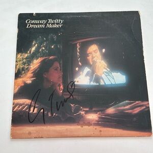 CONWAY TWITTY City Advert Sleeve SIGNED Autographed LP Dream Maker Elektra 1982